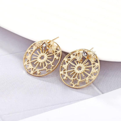 Geometric Round Snowflake Earrings - Floral Fawna