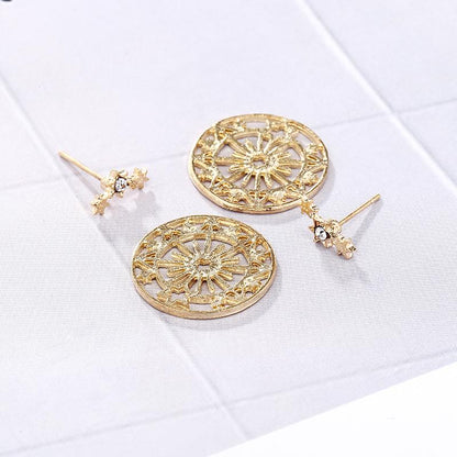 Geometric Round Snowflake Earrings - Floral Fawna