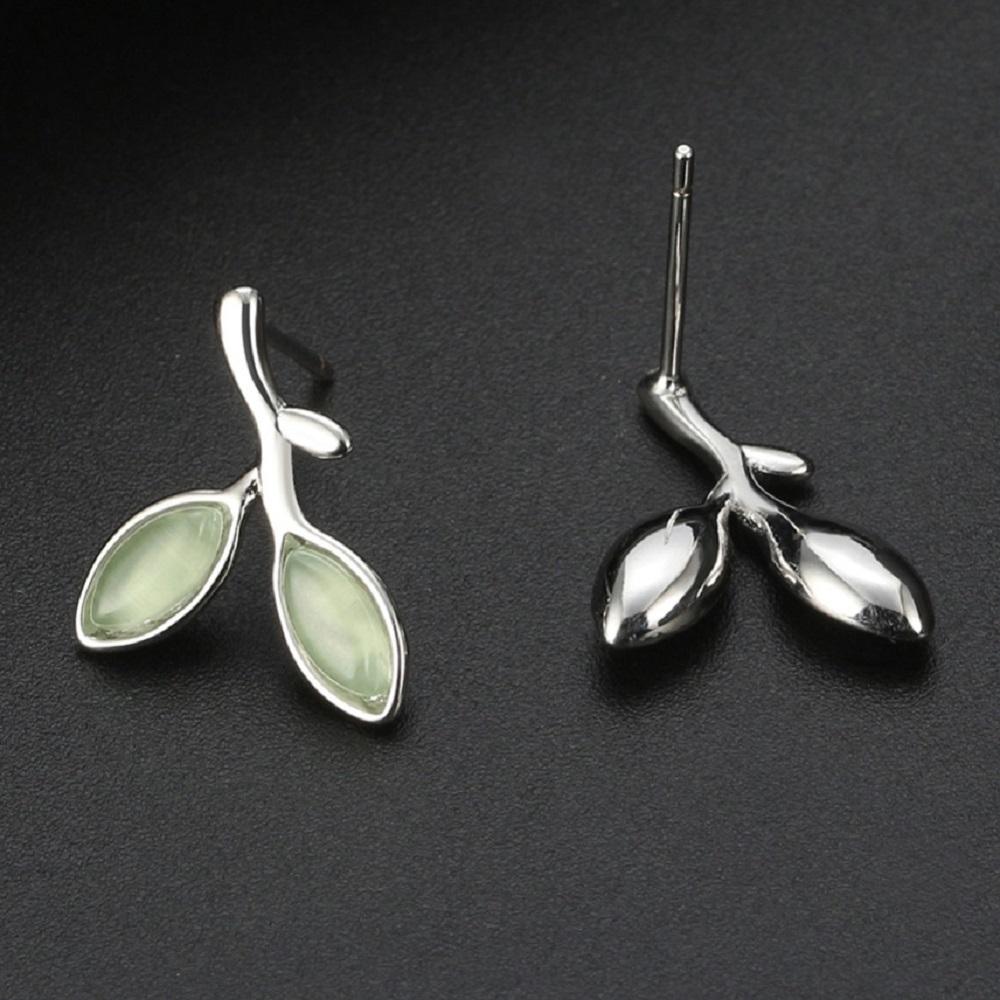 Green Opal Leaves Sterling Silver Earrings - Floral Fawna