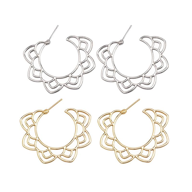 Hollow Lotus Hoop Earrings - Floral Fawna