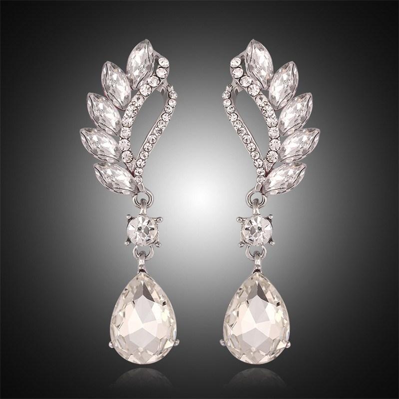 Long Angel Crystal Drop Dangle Earrings - Floral Fawna