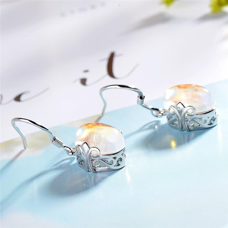 Lovely Moonstone Silver Earrings - Floral Fawna