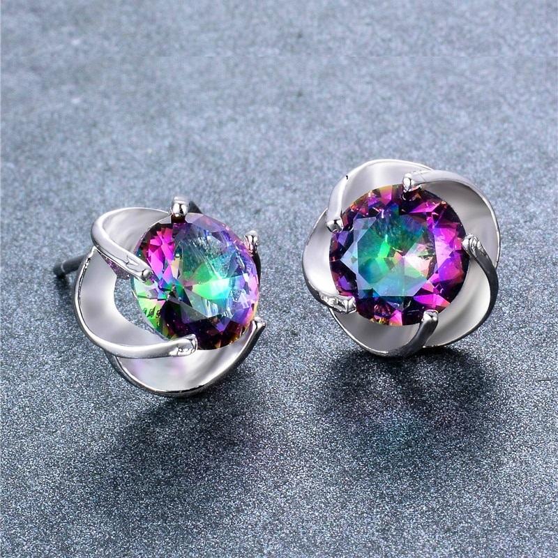 Mystic Rainbow Silver Earrings - Floral Fawna