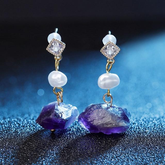 Natural Stone Quartz Earrings - Floral Fawna