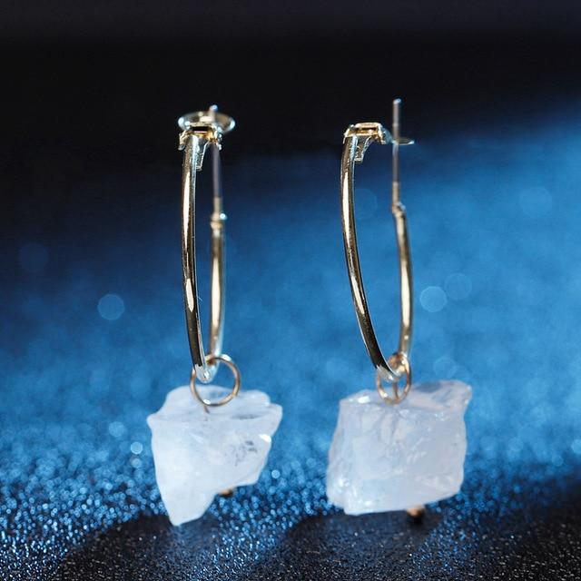 Natural Stone Quartz Earrings - Floral Fawna