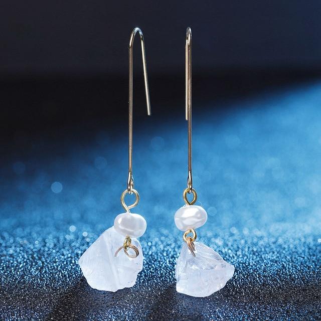 Natural Stone Quartz Earrings - Floral Fawna