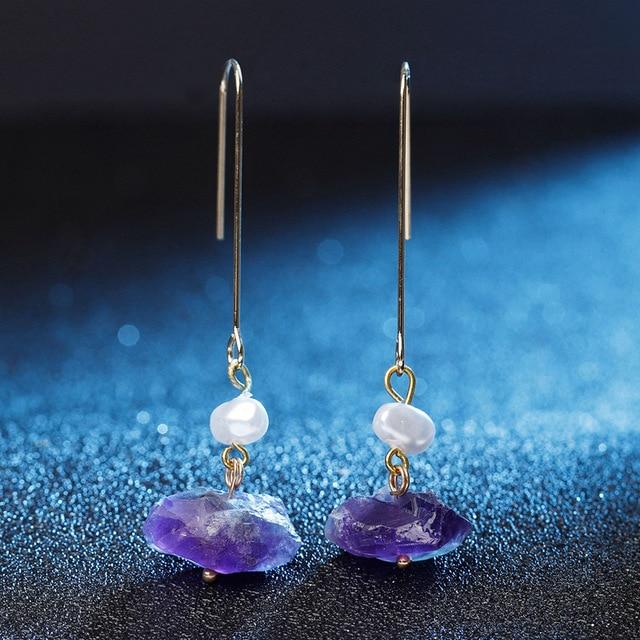 Natural Stone Quartz Earrings - Floral Fawna