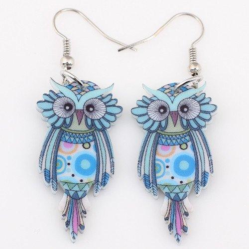 Owl Dangle Earrings - Floral Fawna