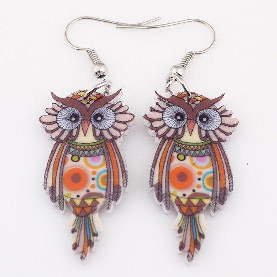 Owl Dangle Earrings - Floral Fawna