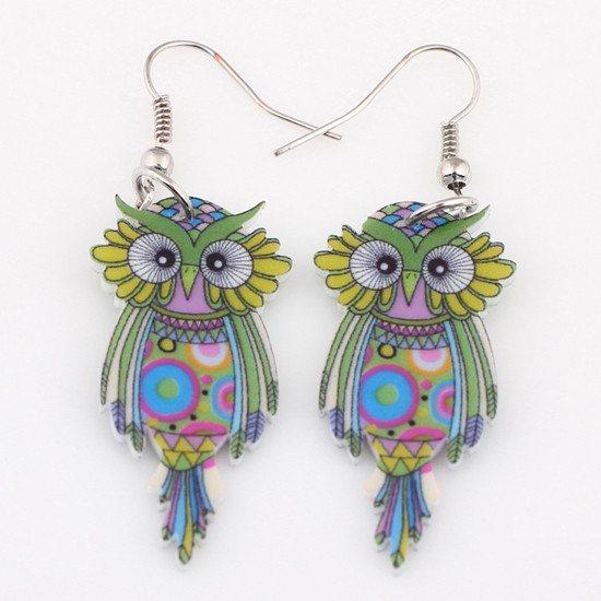 Owl Dangle Earrings - Floral Fawna