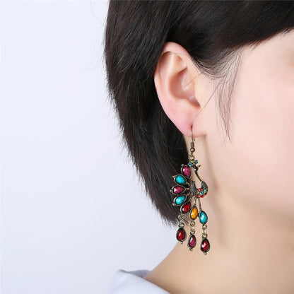 Peacock Crystal Earrings - Floral Fawna