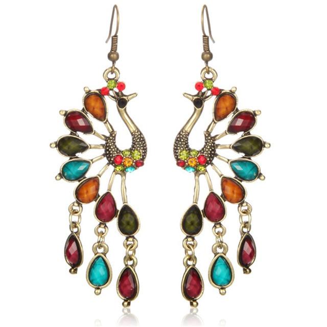 Peacock Crystal Earrings - Floral Fawna