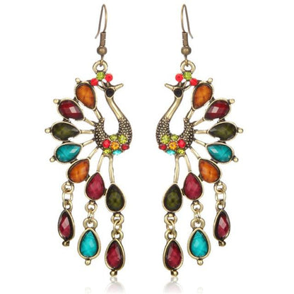 Peacock Crystal Earrings - Floral Fawna