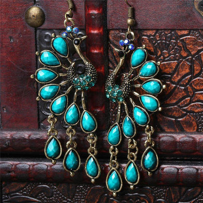 Peacock Crystal Earrings - Floral Fawna