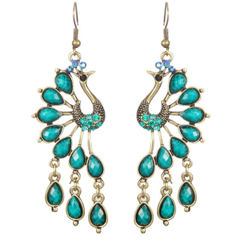 Peacock Crystal Earrings - Floral Fawna