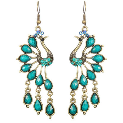 Peacock Crystal Earrings - Floral Fawna