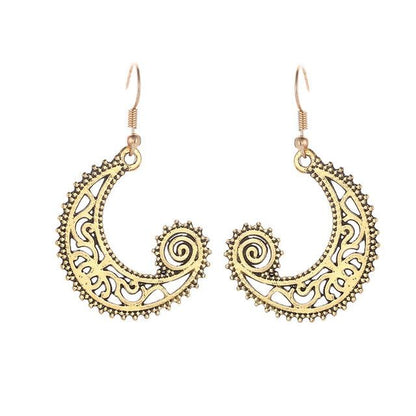 Retro Crescent Moon Earrings - Floral Fawna