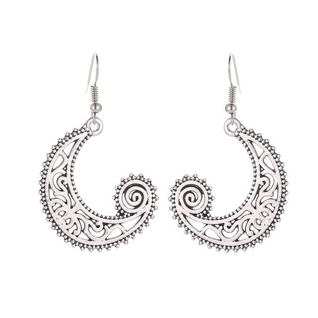 Retro Crescent Moon Earrings - Floral Fawna