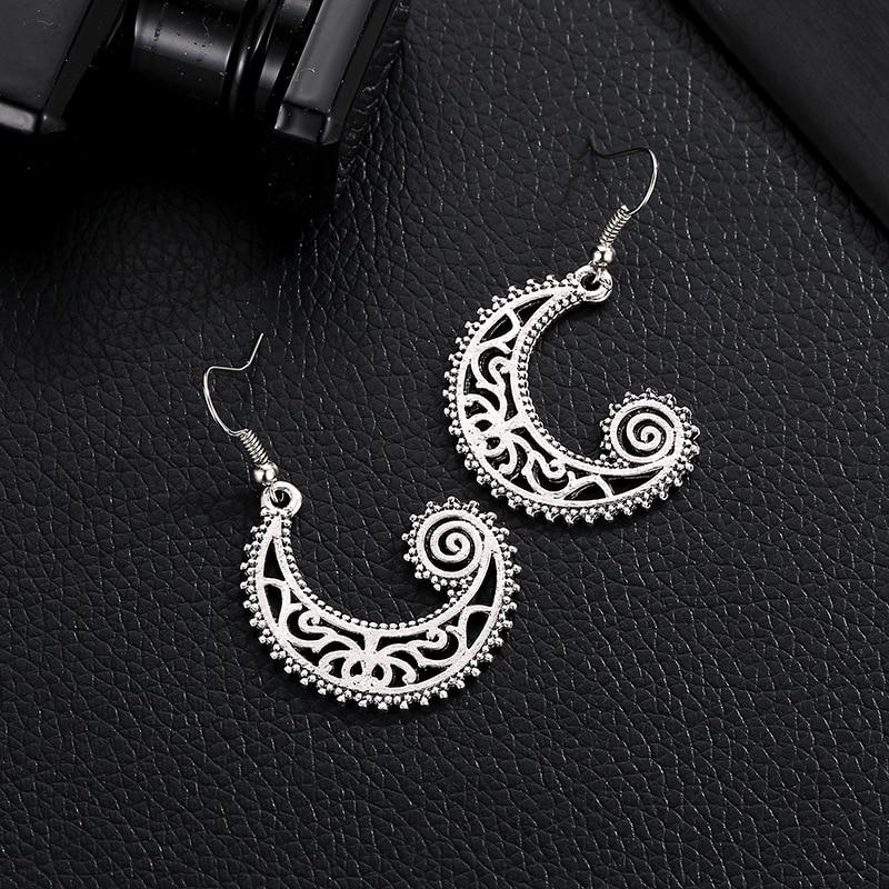 Retro Crescent Moon Earrings - Floral Fawna