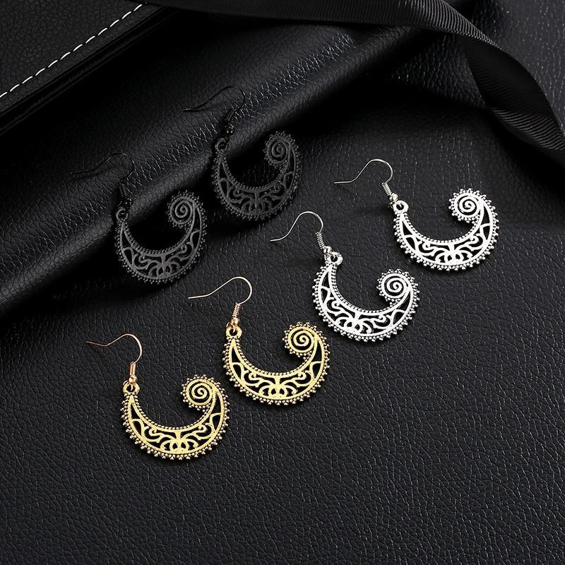 Retro Crescent Moon Earrings - Floral Fawna