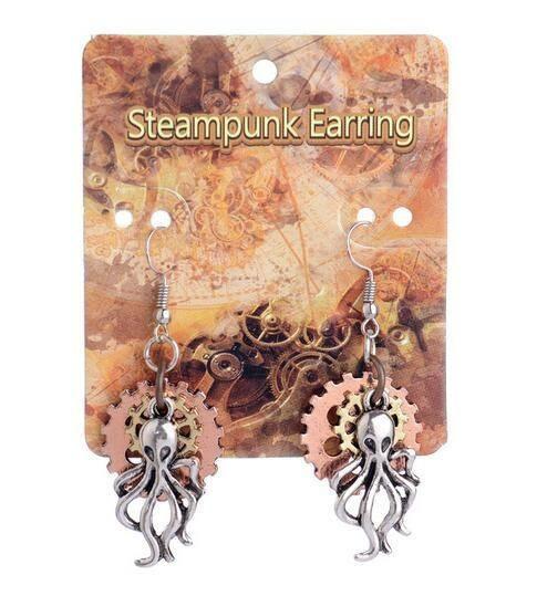 Steampunk Octopus Drop Earrings - Floral Fawna