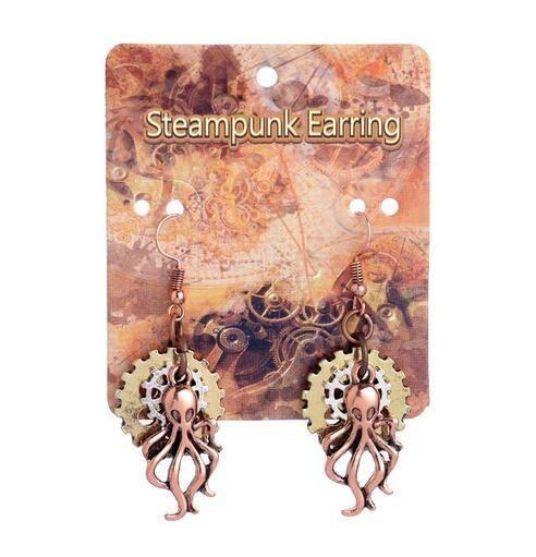 Steampunk Octopus Drop Earrings - Floral Fawna