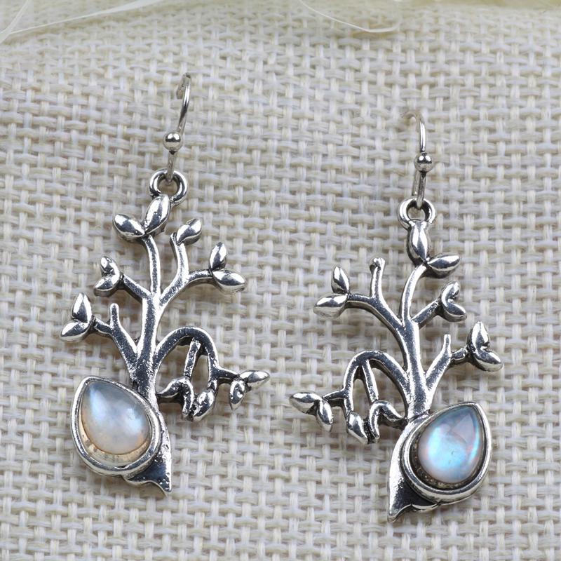 Tree Of Life Moonstone Earrings - Floral Fawna