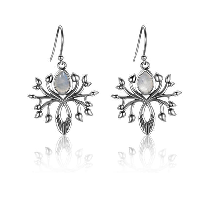 Tree Of Life Moonstone Silver Earrings - Floral Fawna