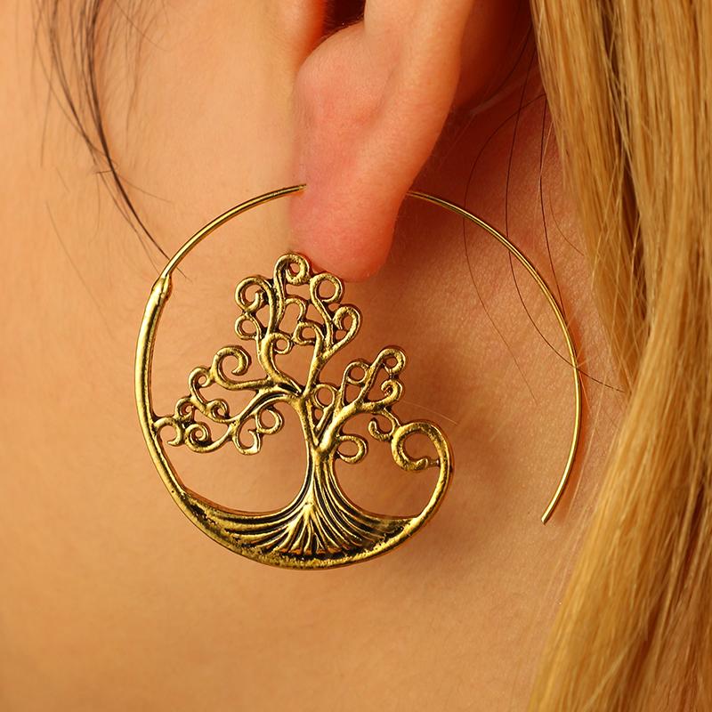 Tree Of Life Spiral Hoop Earrings - Floral Fawna