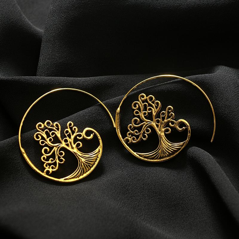 Tree Of Life Spiral Hoop Earrings - Floral Fawna