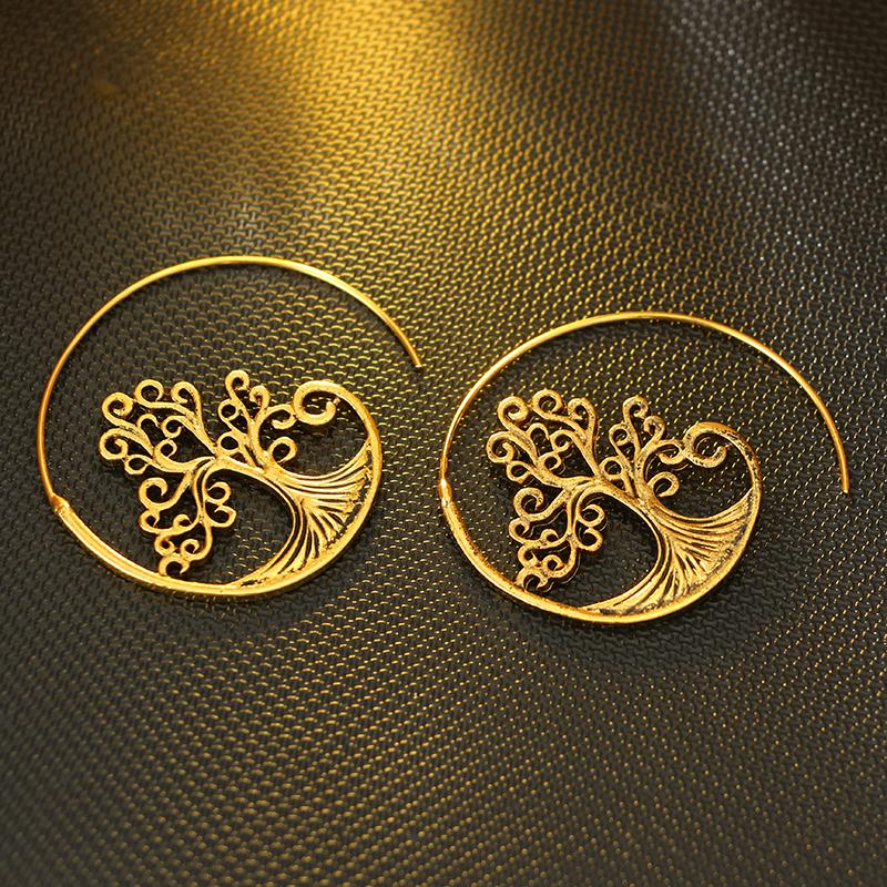 Tree Of Life Spiral Hoop Earrings - Floral Fawna