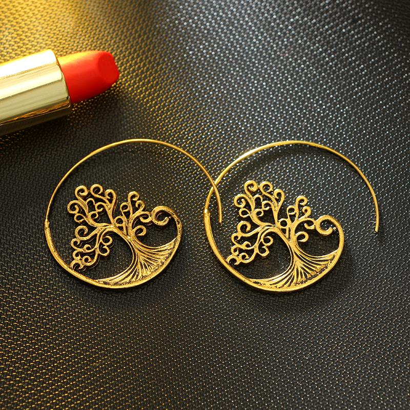 Tree Of Life Spiral Hoop Earrings - Floral Fawna