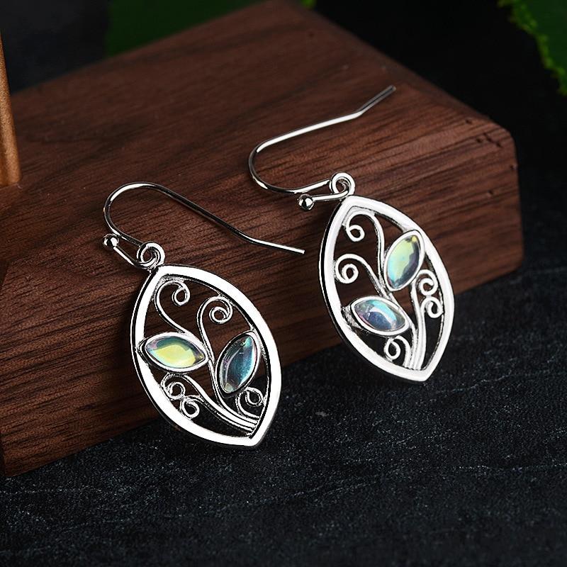 Forest Goddess Moonstone Earrings - Floral Fawna