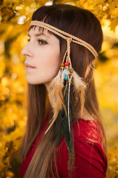 Boho Feathers Weave Hair Accessory - Floral Fawna