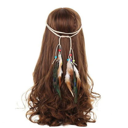 Boho Feathers Weave Hair Accessory - Floral Fawna