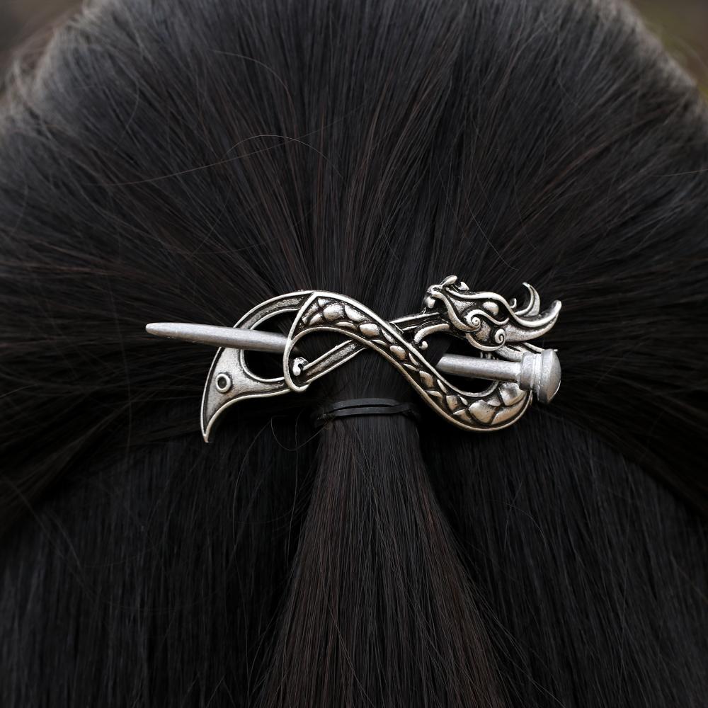 Norse Dragon Hair Barrette - Floral Fawna