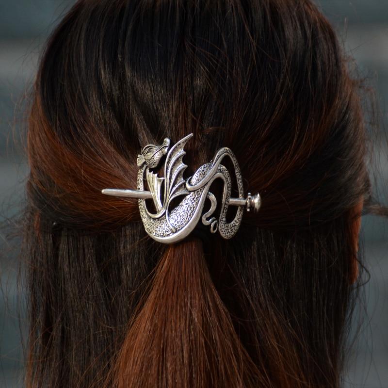 Norse Dragon Hair Barrette - Floral Fawna