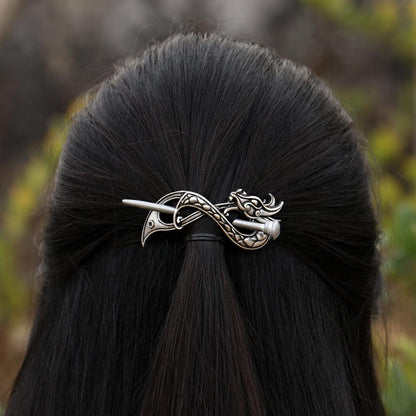 Norse Dragon Hair Barrette - Floral Fawna