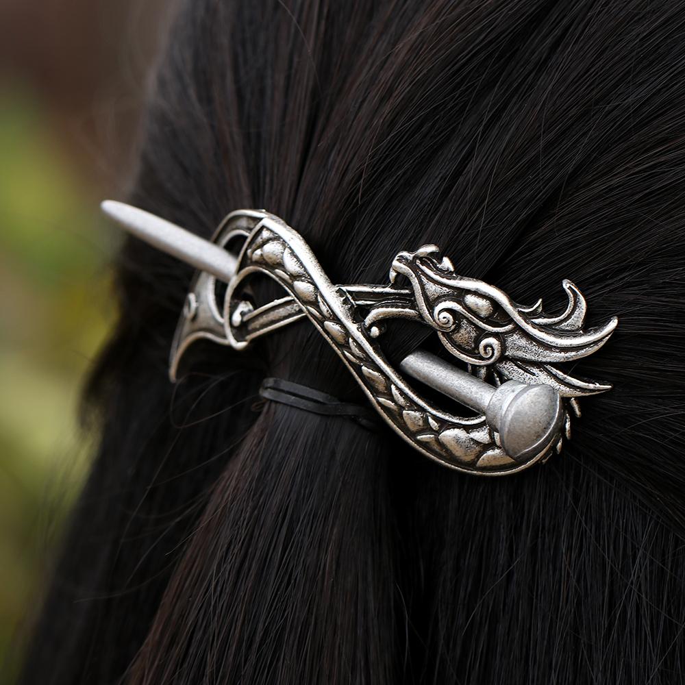 Norse Dragon Hair Barrette - Floral Fawna