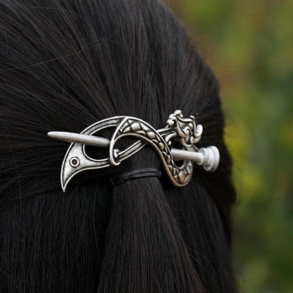 Norse Dragon Hair Barrette - Floral Fawna