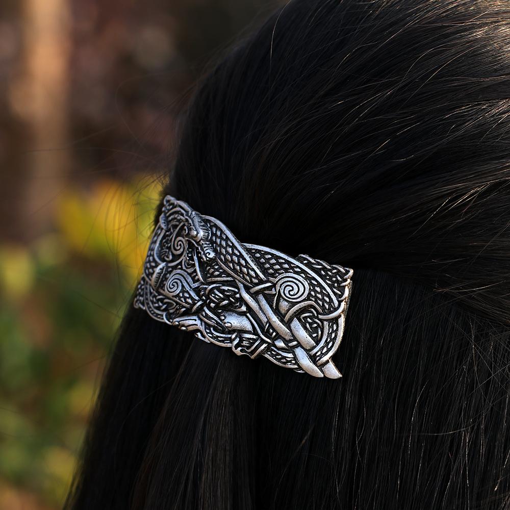 Northern Viking Dragon Hair Barrette - Floral Fawna