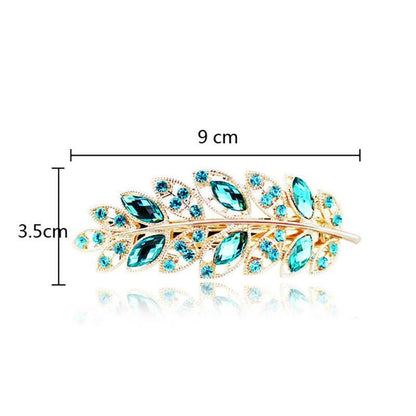 Rhinestone Leaves Hair Clip - Floral Fawna