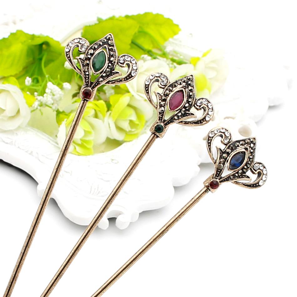 Rhinestone Queen Crown Hair Stick - Floral Fawna