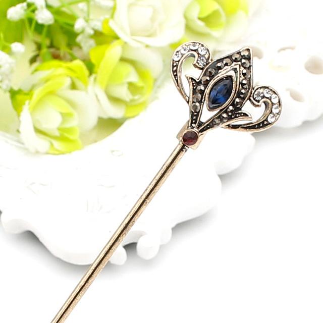 Rhinestone Queen Crown Hair Stick - Floral Fawna