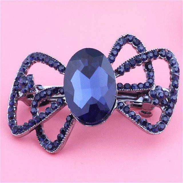 Royal Blue Rhinestone Hair Clip - Floral Fawna