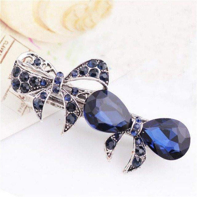 Royal Blue Rhinestone Hair Clip - Floral Fawna