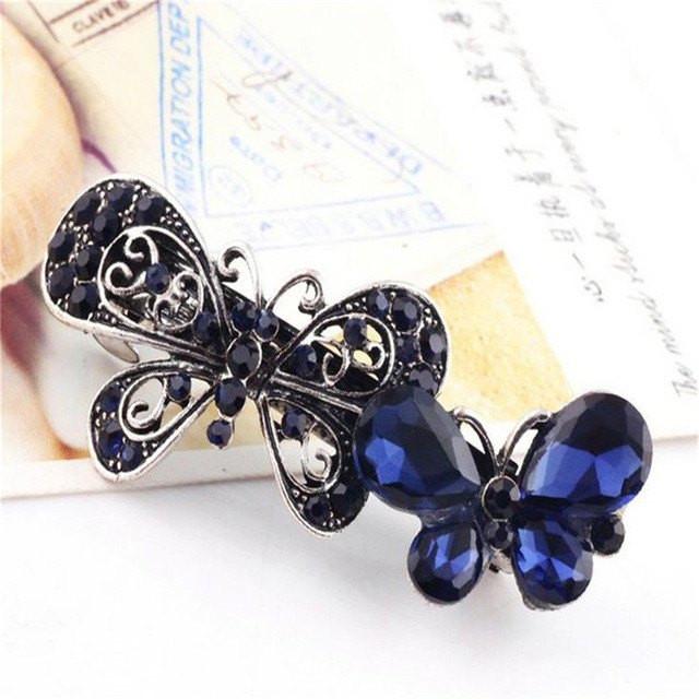 Royal Blue Rhinestone Hair Clip - Floral Fawna