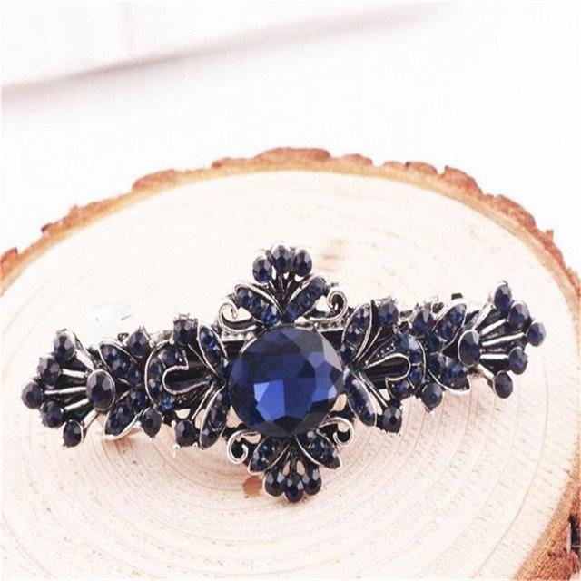 Royal Blue Rhinestone Hair Clip - Floral Fawna