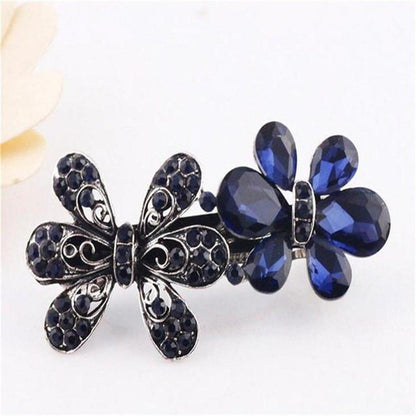 Royal Blue Rhinestone Hair Clip - Floral Fawna