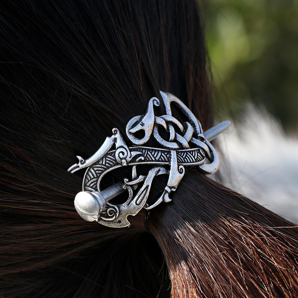 Viking Dragon Hair Barrette - Floral Fawna